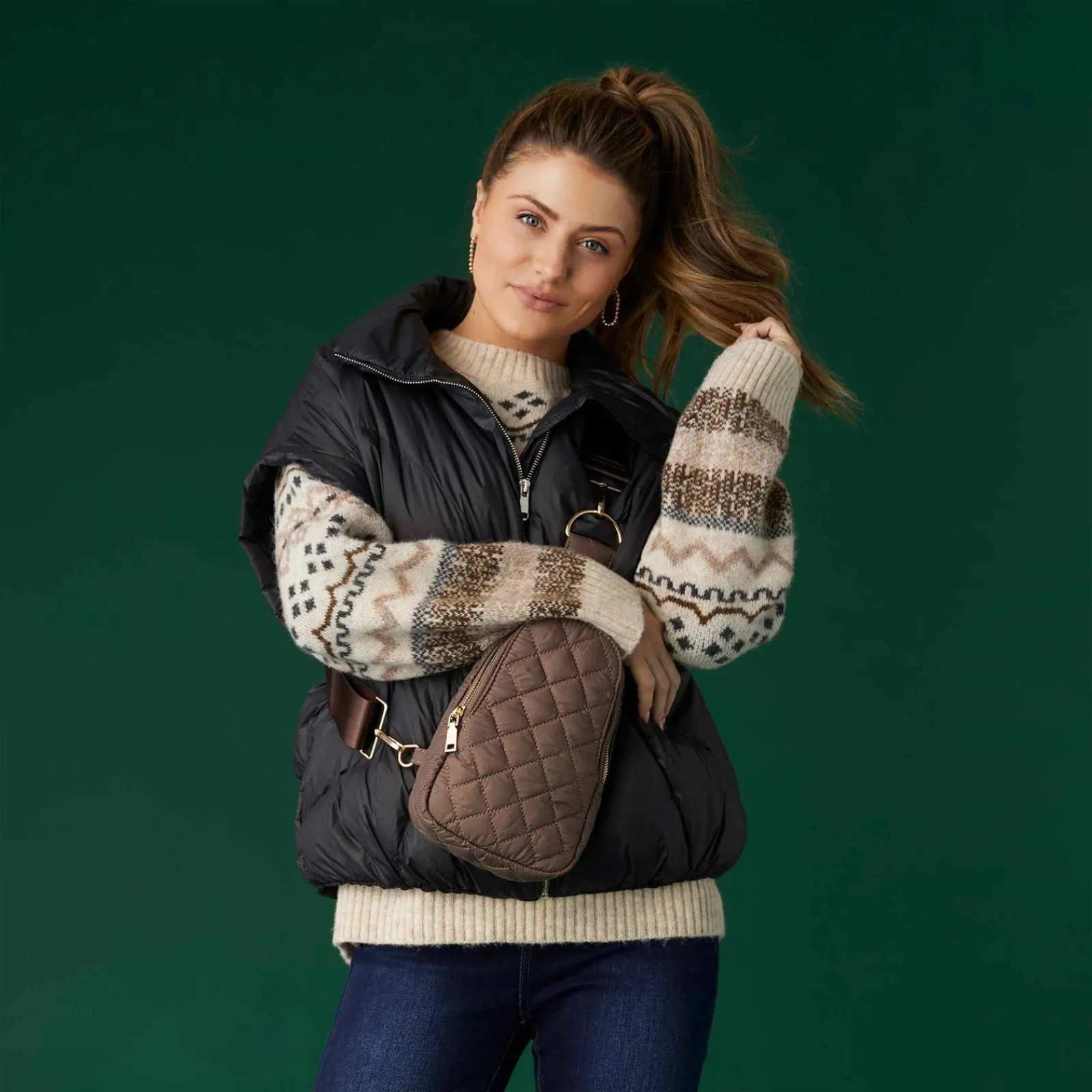 , Rhea Puffer Sling Bag-Coco & Carmen