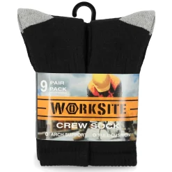Men's , Crew Socks - 9 Pair-Worksite Discount