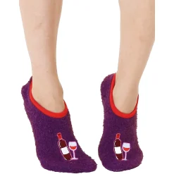 Hot Living Royal Inc Unisex Living Royal, Fuzzy Slipper Socks Purple Wine Glasses