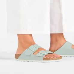 Hot Birkenstock Women's , Arizona Slide Sandal - Narrow Fit Surf Green