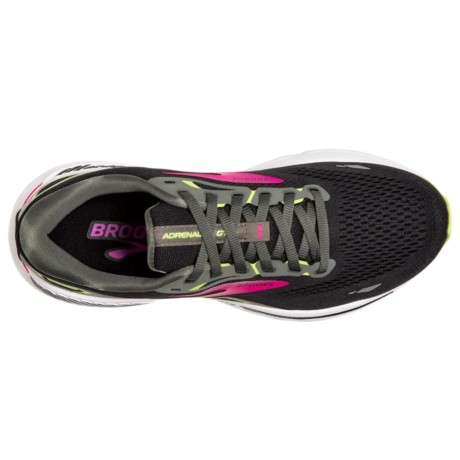Discount Brooks Women's , Adrenaline GTS 23 Running Shoe - Wide Width Black/Pink/Green