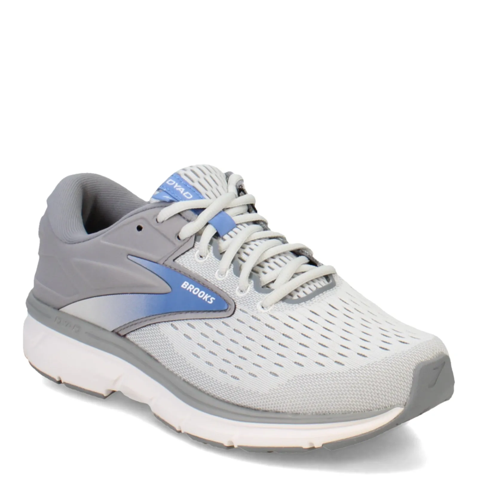 Sale Brooks Women's , Dyad 11 Running Shoe - Wide Width Grey/White/Blue