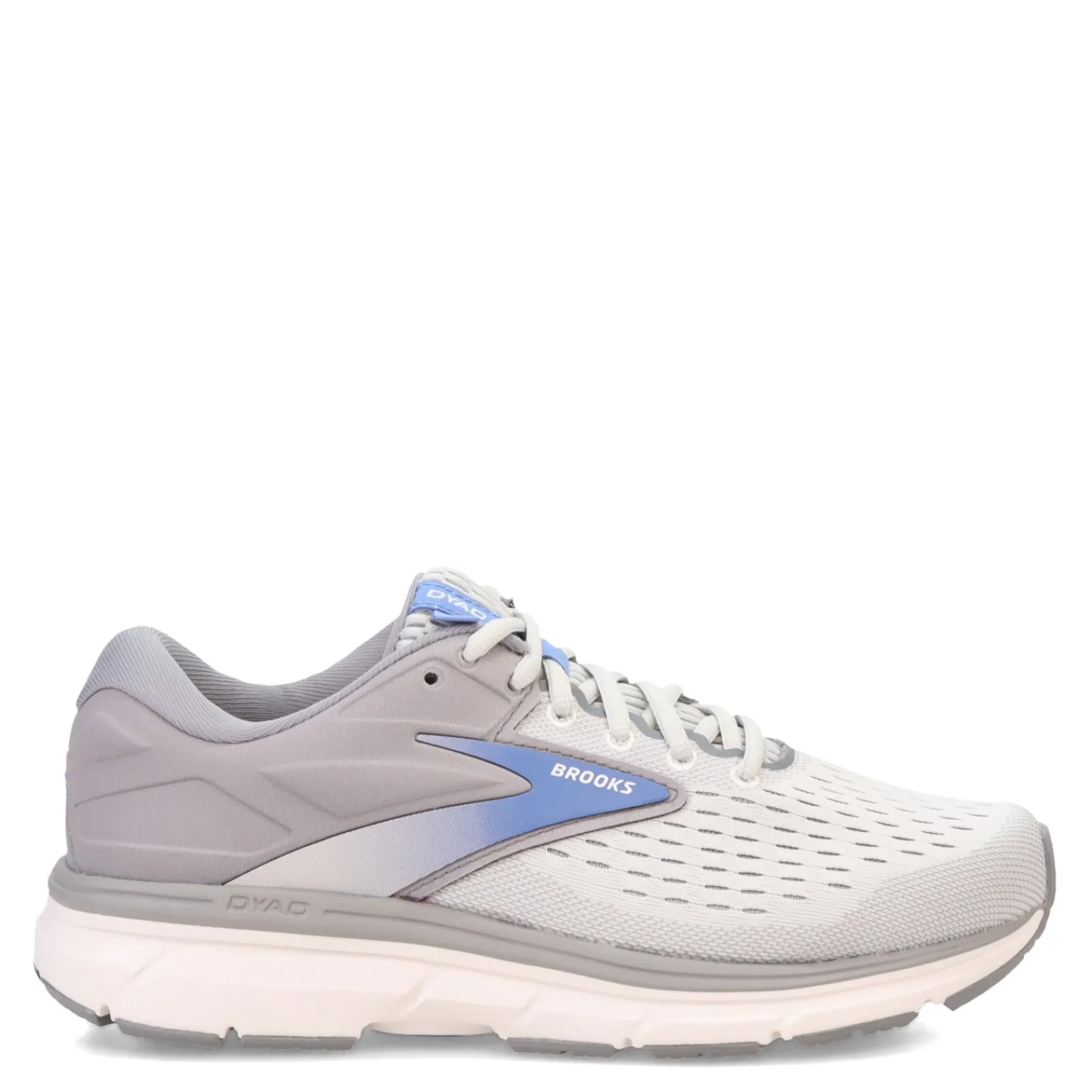 Sale Brooks Women's , Dyad 11 Running Shoe - Wide Width Grey/White/Blue