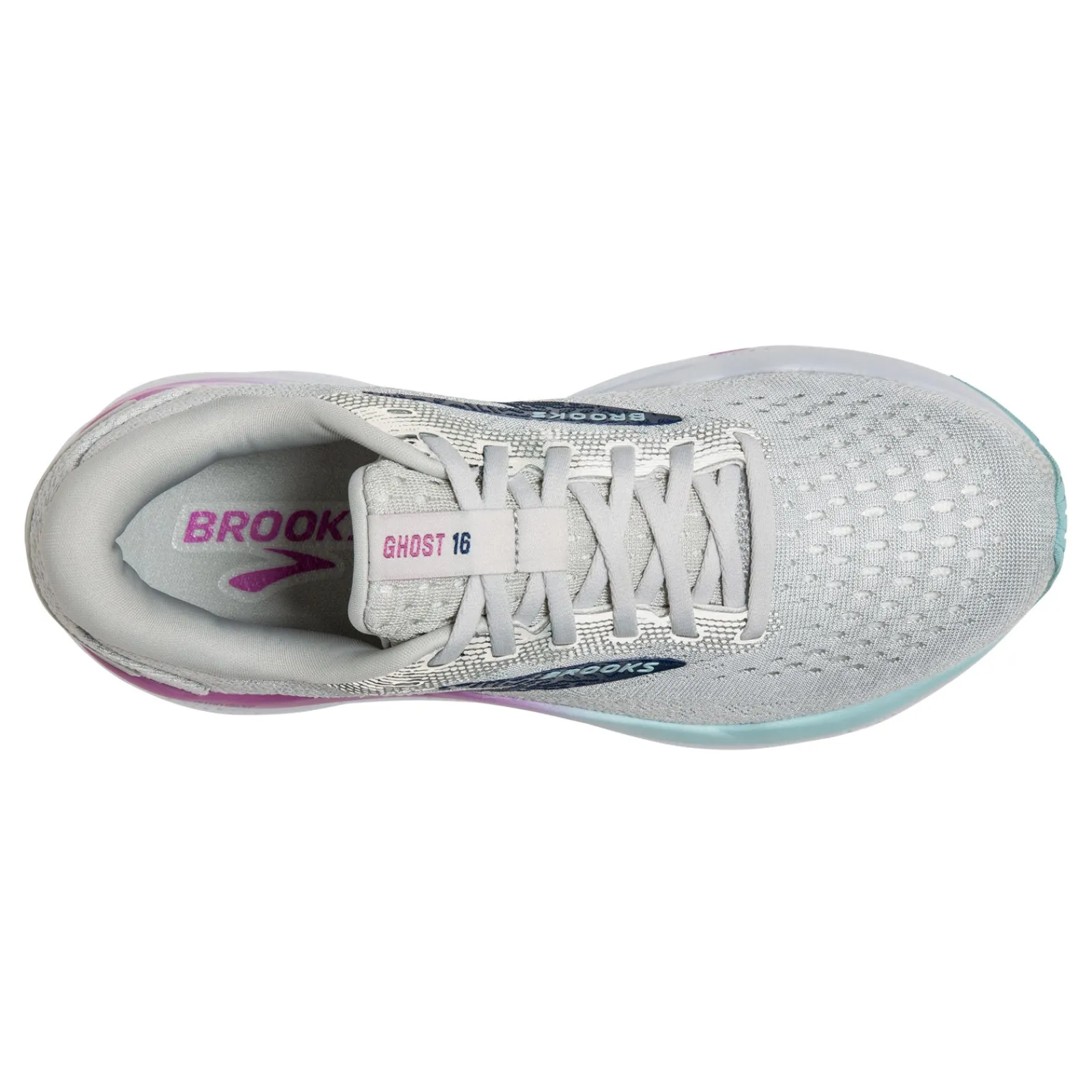 Best Brooks Women's , Ghost 16 Running Shoe - Wide Width White/Grey/Estate Blue