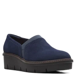 Online Clarks Women's , Airabell Mid Slip-On Navy Suede