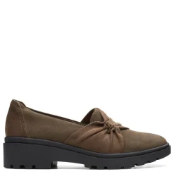 Clearance Clarks Women's , Calla Style Loafer Olive Suede