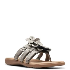 Hot Clarks Women's , Elizabelle Mae Sandal Pewter Metallic