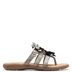 Hot Clarks Women's , Elizabelle Mae Sandal Pewter Metallic