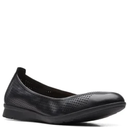 Discount Clarks Women's , Jenette Ease Flat Black Leather