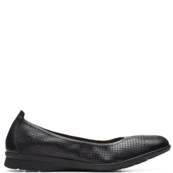 Discount Clarks Women's , Jenette Ease Flat Black Leather