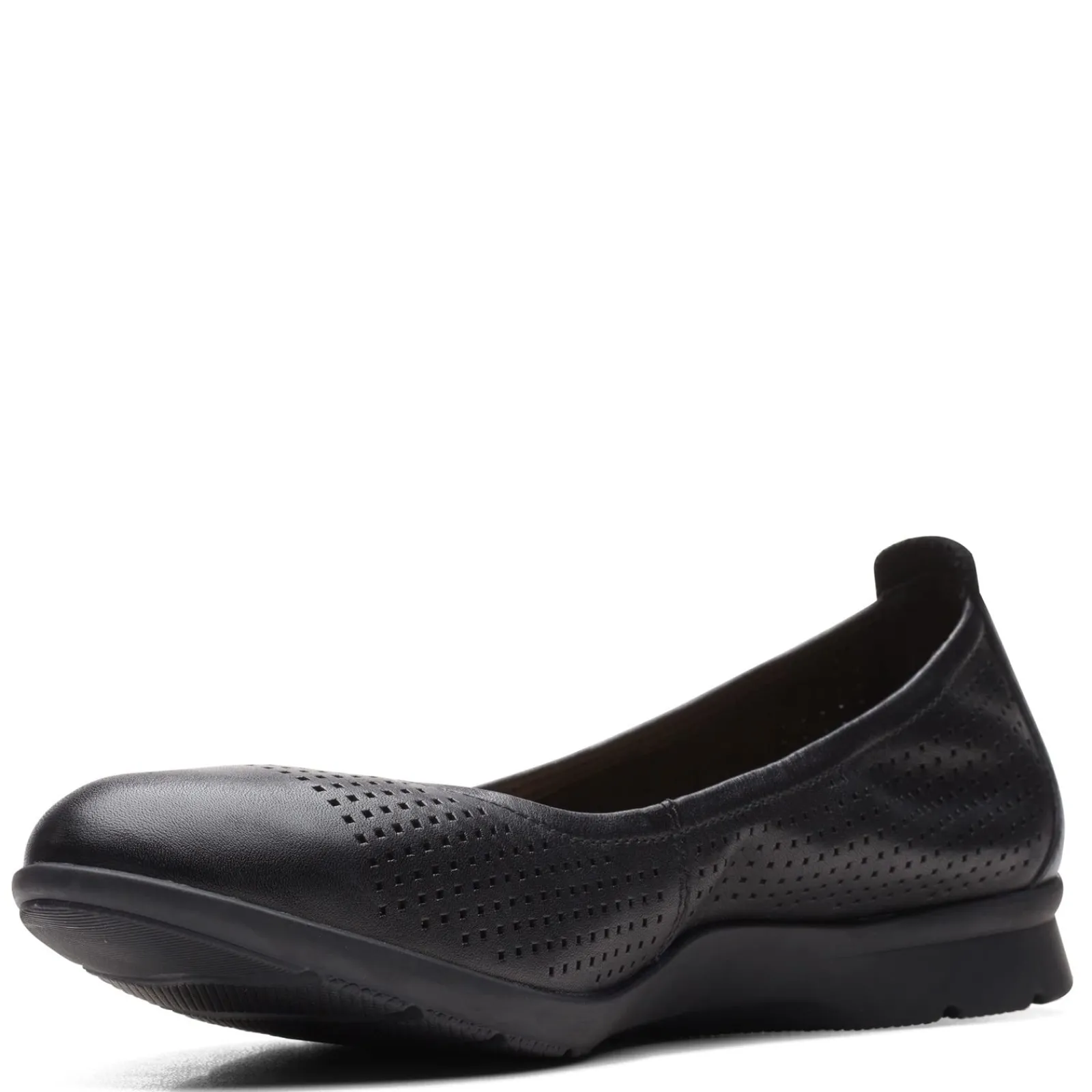 Online Clarks Women's , Jenette Ease Flat Black Leather