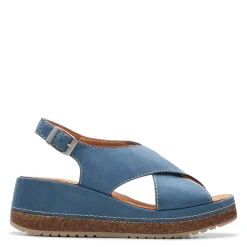 Outlet Clarks Women's , Kassanda Step Sandal Blue Nubuck