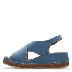 Outlet Clarks Women's , Kassanda Step Sandal Blue Nubuck