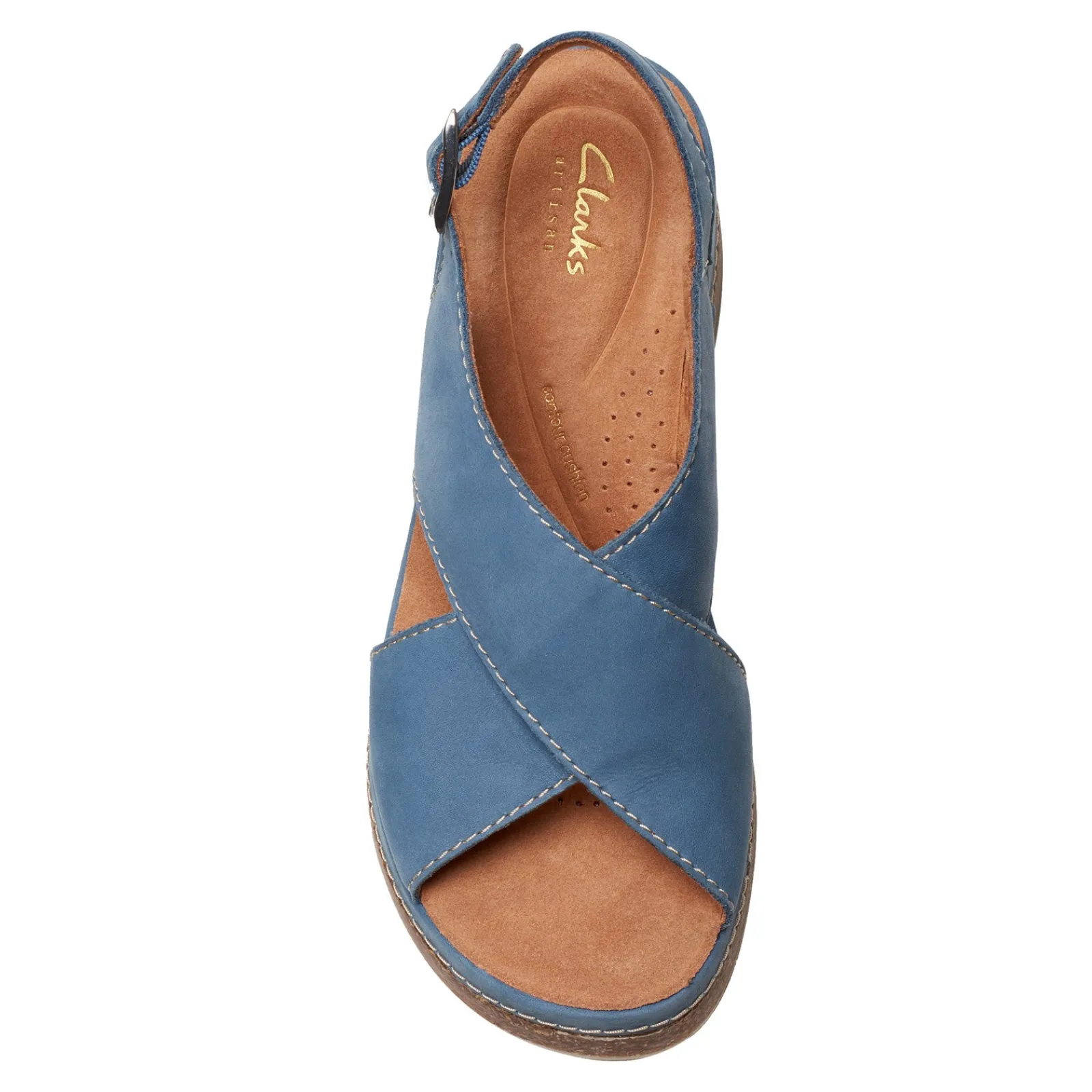 Outlet Clarks Women's , Kassanda Step Sandal Blue Nubuck