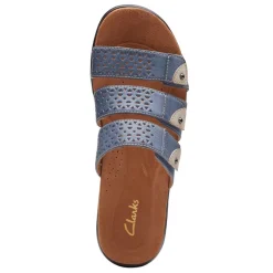 New Clarks Women's , Kilty Walk Sandal Blue Denim Colored