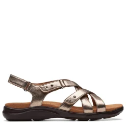 New Clarks Women's , Kitly Go Sandal Metallic