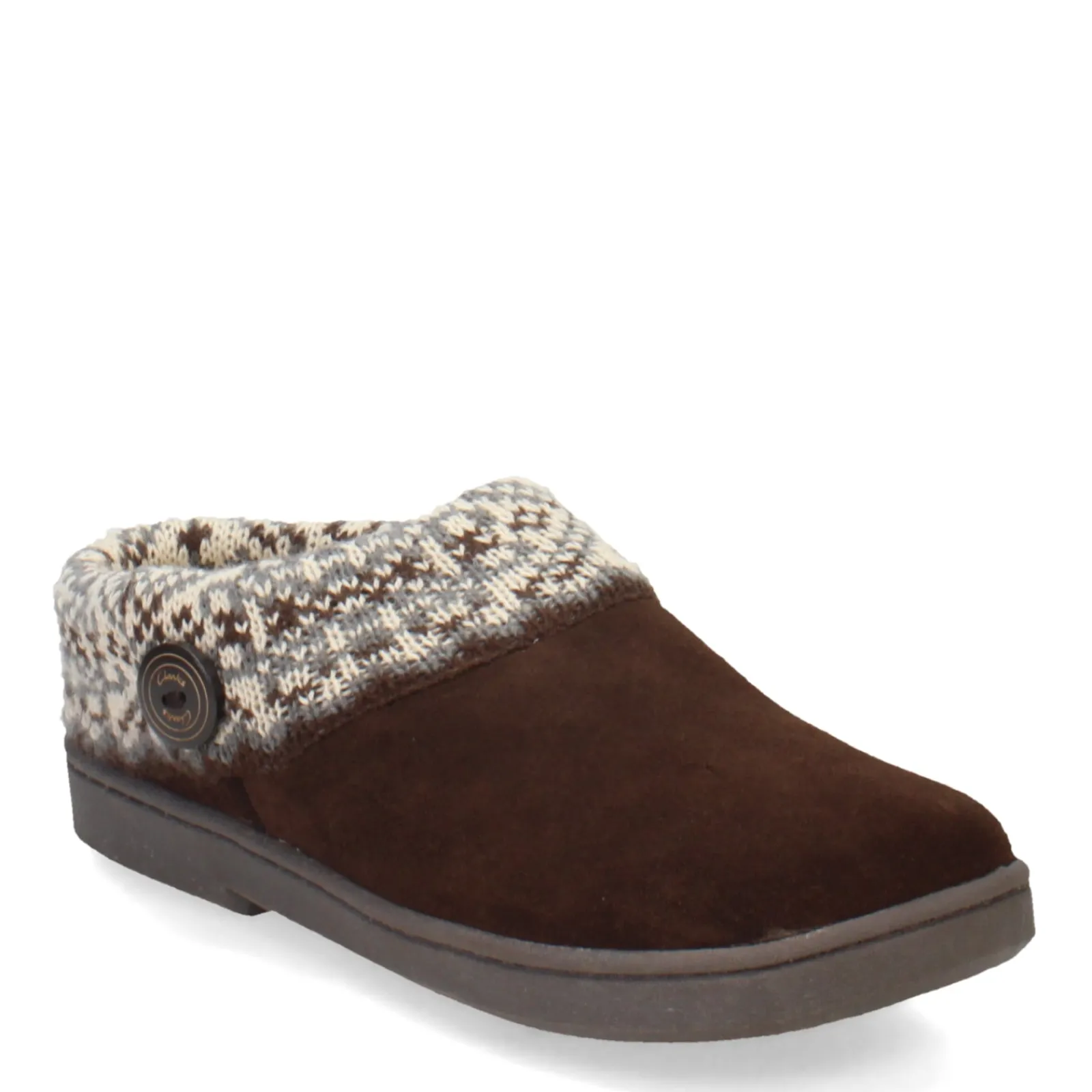 Online Clarks Women's , Knit Collar Slipper Brown