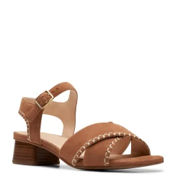 New Clarks Women's , Serina 35 Cross Sandal Tan Suede