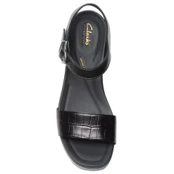 Online Clarks Women's , Sivanne Bay Sandal Black Interest Leather