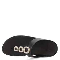 Hot FitFlop Women's , Fino Crystal Chain Toe-Post Sandal Black