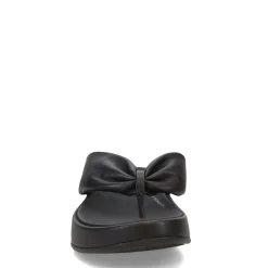 Online FitFlop Women's , F-Mode Leather-Twist Toe-Post Sandal Black