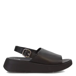Online FitFlop Women's , F-Mode Leather Flatform Back-Strap Sandal Black