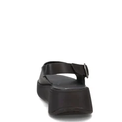 Online FitFlop Women's , F-Mode Leather Flatform Back-Strap Sandal Black