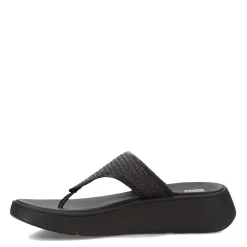 Online FitFlop Women's , F-Mode Woven Flatform Toe Post Sandal Black