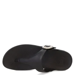 Discount FitFlop Women's , Lulu Crystal Buckle Thong Sandal Black