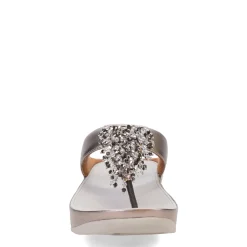 Outlet FitFlop Women's , Rumba Beaded Metallic Toe-Post Sandal Pewter