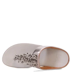Outlet FitFlop Women's , Rumba Beaded Metallic Toe-Post Sandal Pewter