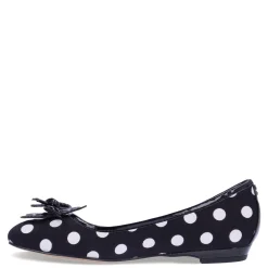 Best J Renee Women's , Edie Flat Black/White Polka Dot