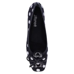 New J Renee Women's , Edie Flat Black/White Polka Dot