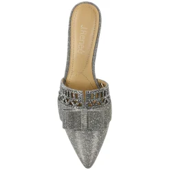 Discount J Renee Women's , Randa Mule Pewter Glitter