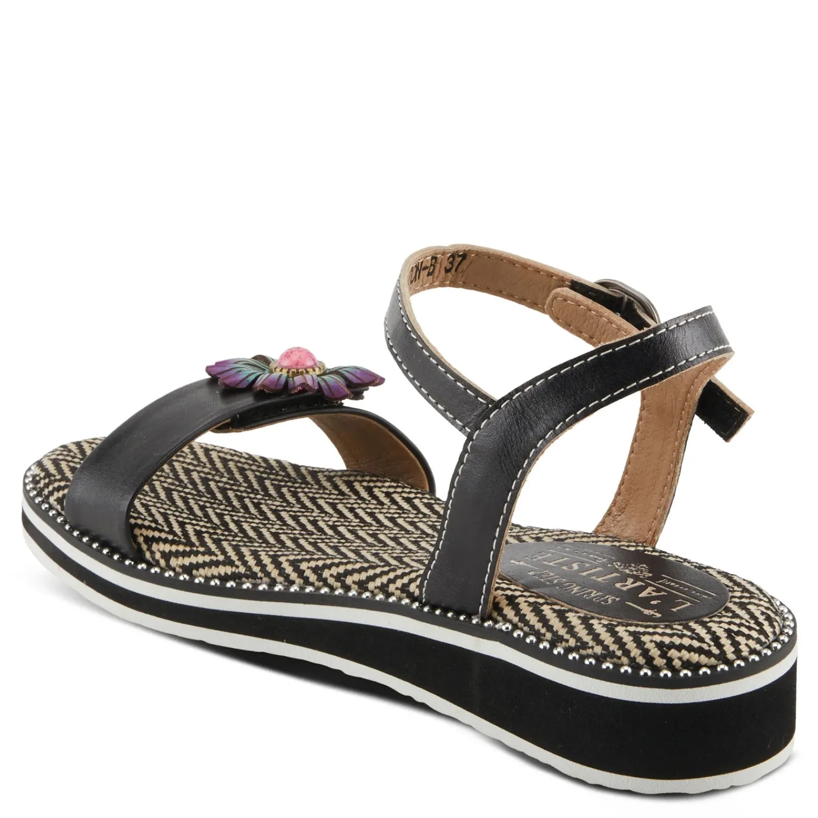 New L Artiste Women's L'Artiste By Spring Step Tilton Wedge Sandal Black
