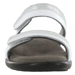 Best SAS Women's , Nudu Slide Sandal White Silver