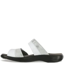 Best SAS Women's , Nudu Slide Sandal White Silver