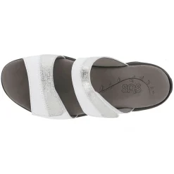 Best SAS Women's , Nudu Slide Sandal White Silver