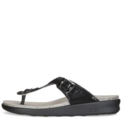 Sale SAS Women's , Sanibel Thong Sandal Black Snake Leather