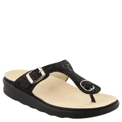 SAS Women's , Sanibel T-Strap Slide Sandal Black Snake