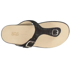 SAS Women's , Sanibel T-Strap Slide Sandal Black Snake