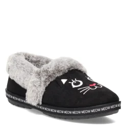 Discount Skechers Women's , BOBS Too Cozy - Meow Pajamas Slipper - Wide Width Black