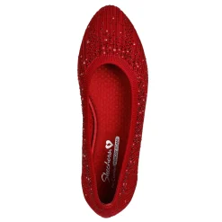 Clearance Skechers Women's , Cleo 2.0 - Glitzy Daze Flat Red
