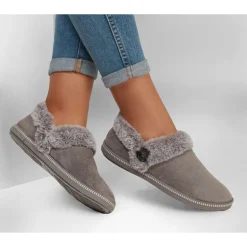 Outlet Skechers Women's , Cozy Campfire Fresh Toast Slipper - Wide Width Charcoal