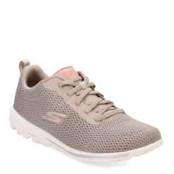 New Skechers Women's , GO WALK Travel - Fun Journey Sneaker - Wide Width Taupe