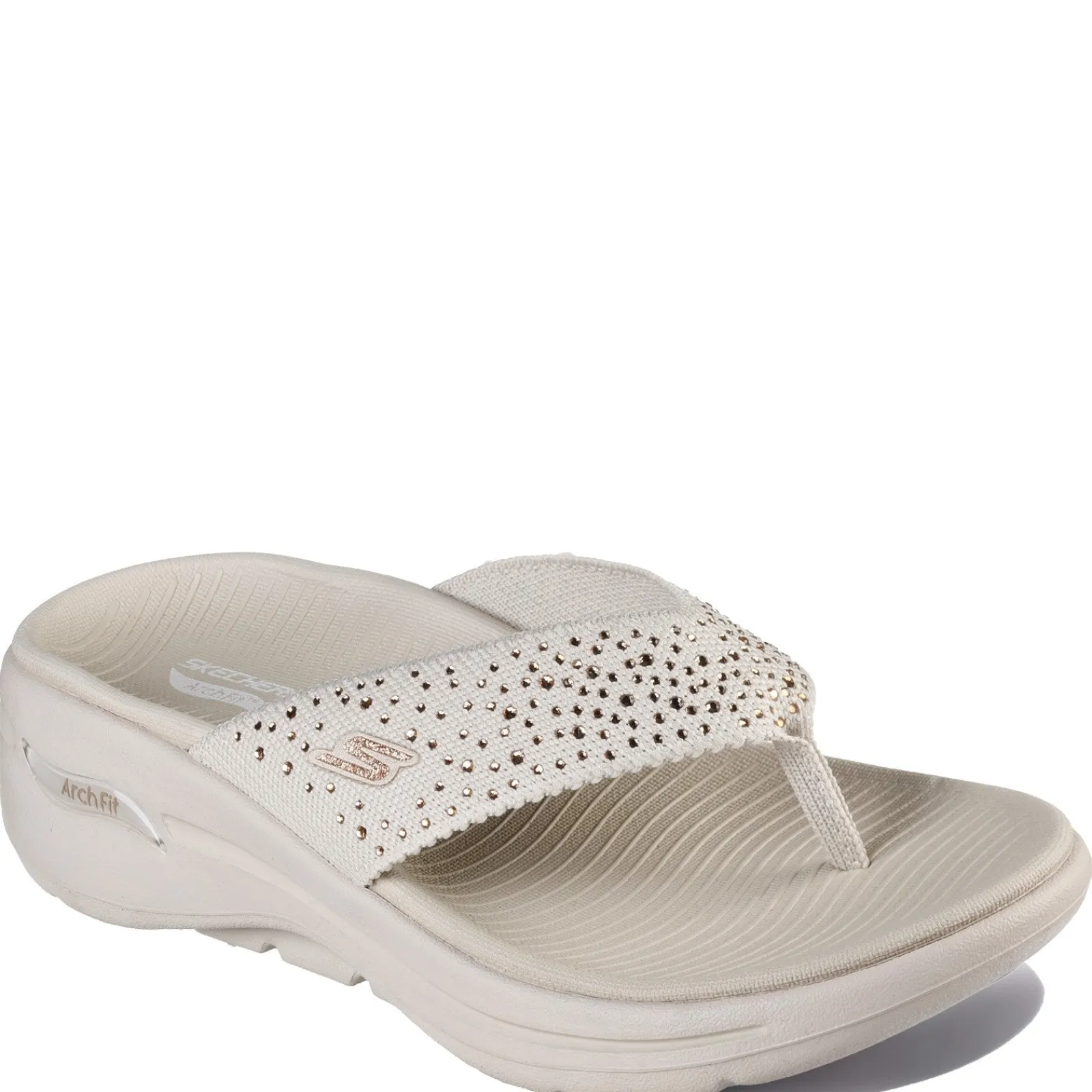 New Skechers Women's , GOwalk Arch Fit - Dazzle Sandal Beige