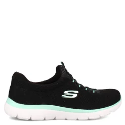 New Skechers Women's , Summits - Cool Classic Sneaker - Wide Width Black Turquoise