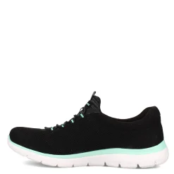 New Skechers Women's , Summits - Cool Classic Sneaker - Wide Width Black Turquoise