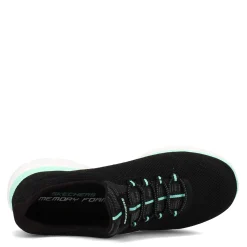 New Skechers Women's , Summits - Cool Classic Sneaker - Wide Width Black Turquoise