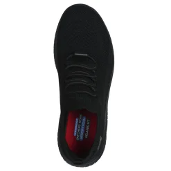 Clearance Skechers Work Women's , Relaxed Fit: BOBS Sport Squad Chaos Slip Resistant Sneaker - Wide Width Black